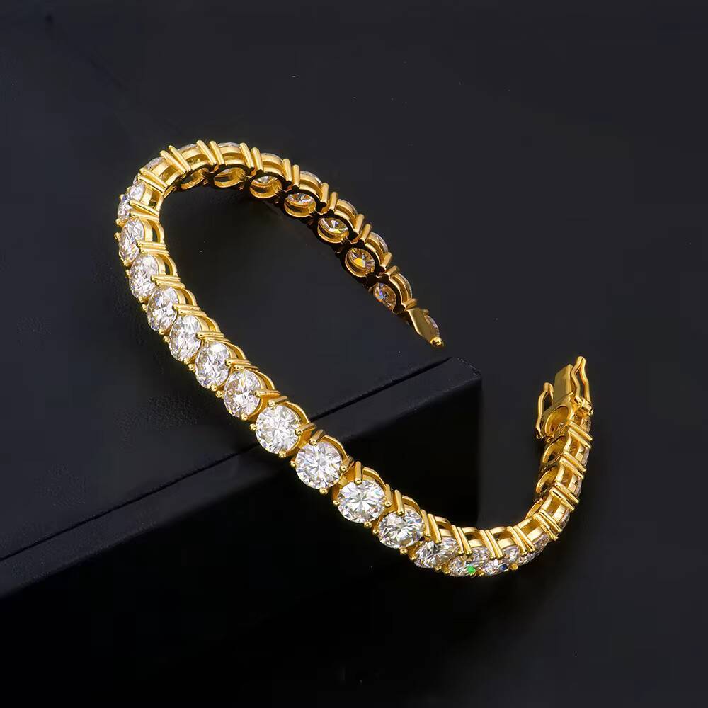 Diamond Tester Pass Golden D Color Moissanite Tennis Necklace Bracelet 6mm Tennis Chain 925 Sterling Silver Fine Link Bracelets