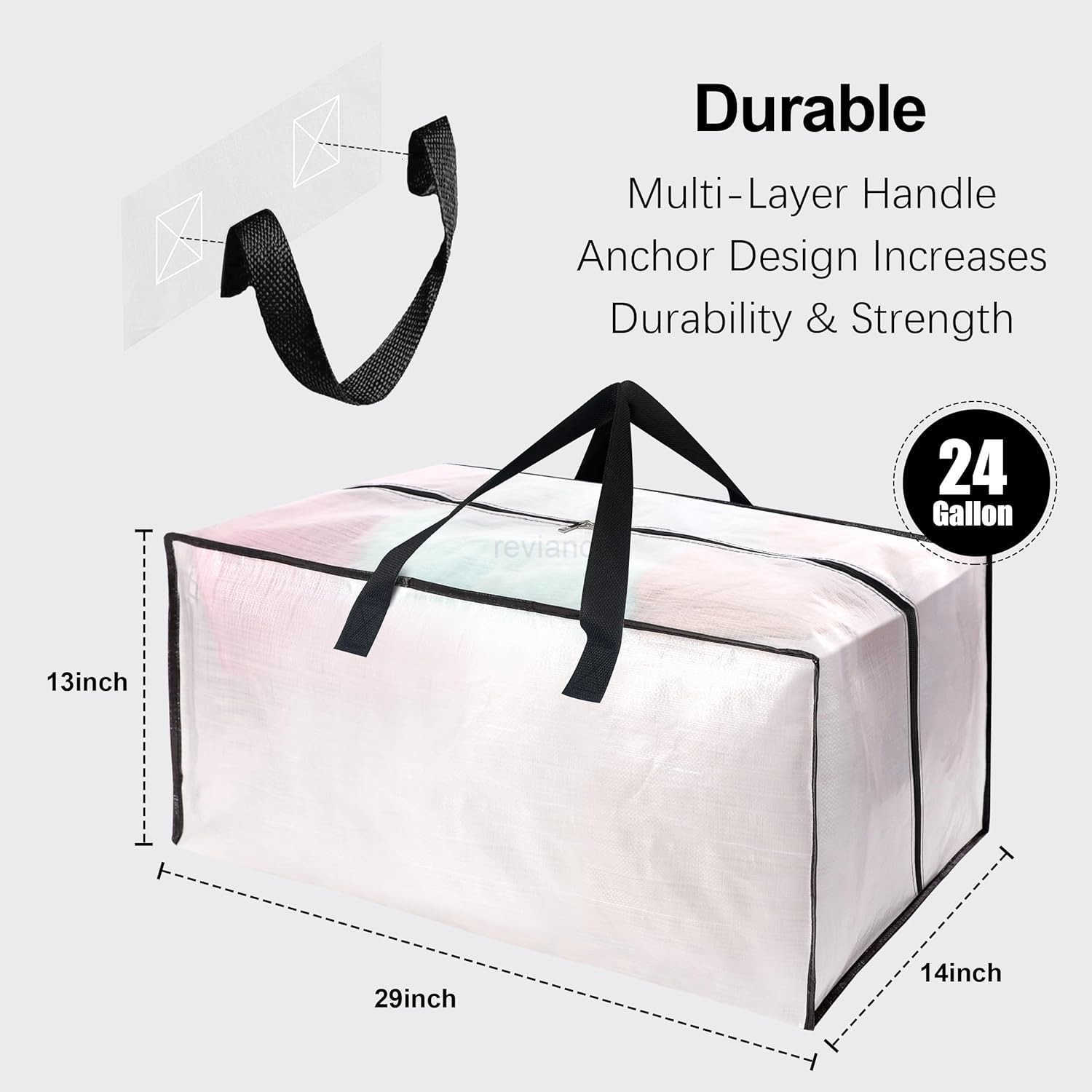 Large Moving Bags WBackpack Straps Strong Handles Zippers Storage Totes For Space Saving Fold Flat Alternative to Box and Bin Set of 6 MulticolorW2509