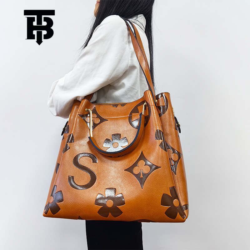 TB Designer s bag BHULAMTE Bucket Bag for Women, High-End Feel, Large Capacity, Fashionable Embossed Shoulder Bag, Handbag, Office Commuter Bag