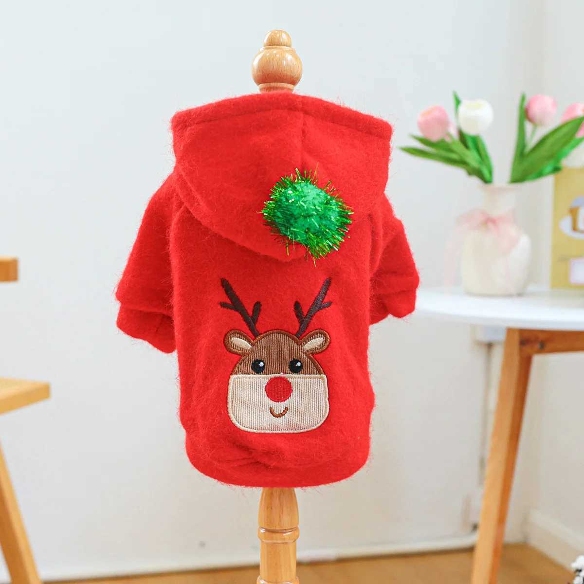 1PC Christmas Elk Coat Pet Clothes Dogs Cats Thickened Red Open Button Hoodie W250904