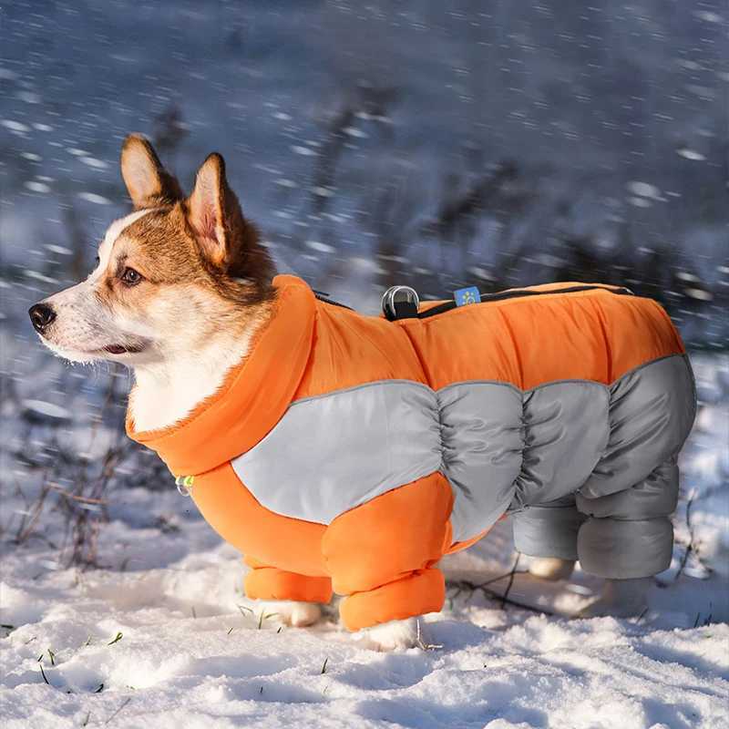 Winter Pet Warm Big Dog Cotton Clothing With Reflective Strap Waterproof Dog Jumpsuit for Small Medium Large Dogs Clothes W250904