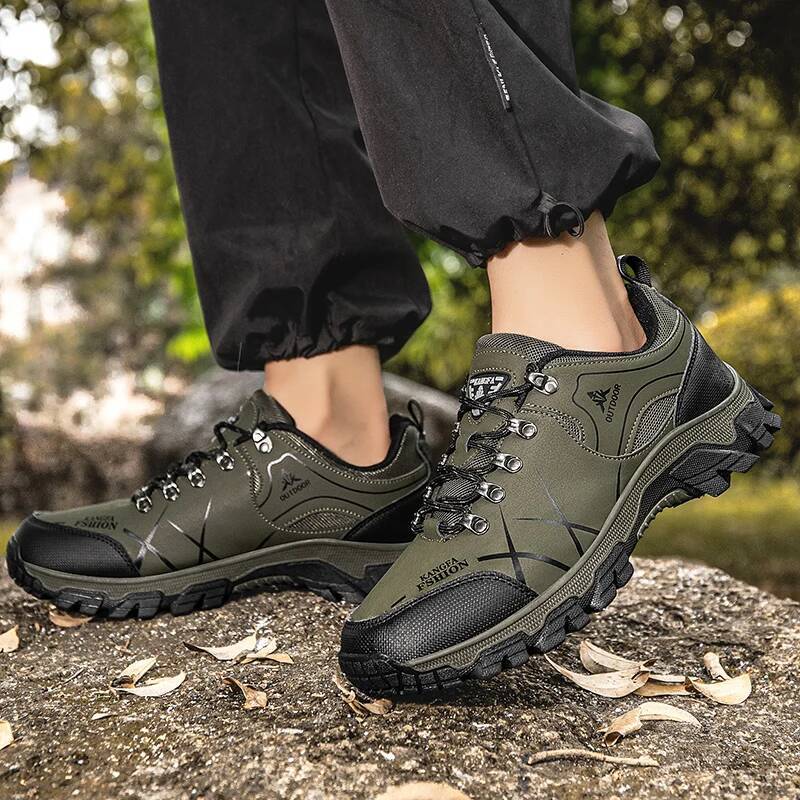 Outdoor hiking shoes men's leather hiking lace up climbing training shoes walking shoes plus size ddmysaturn