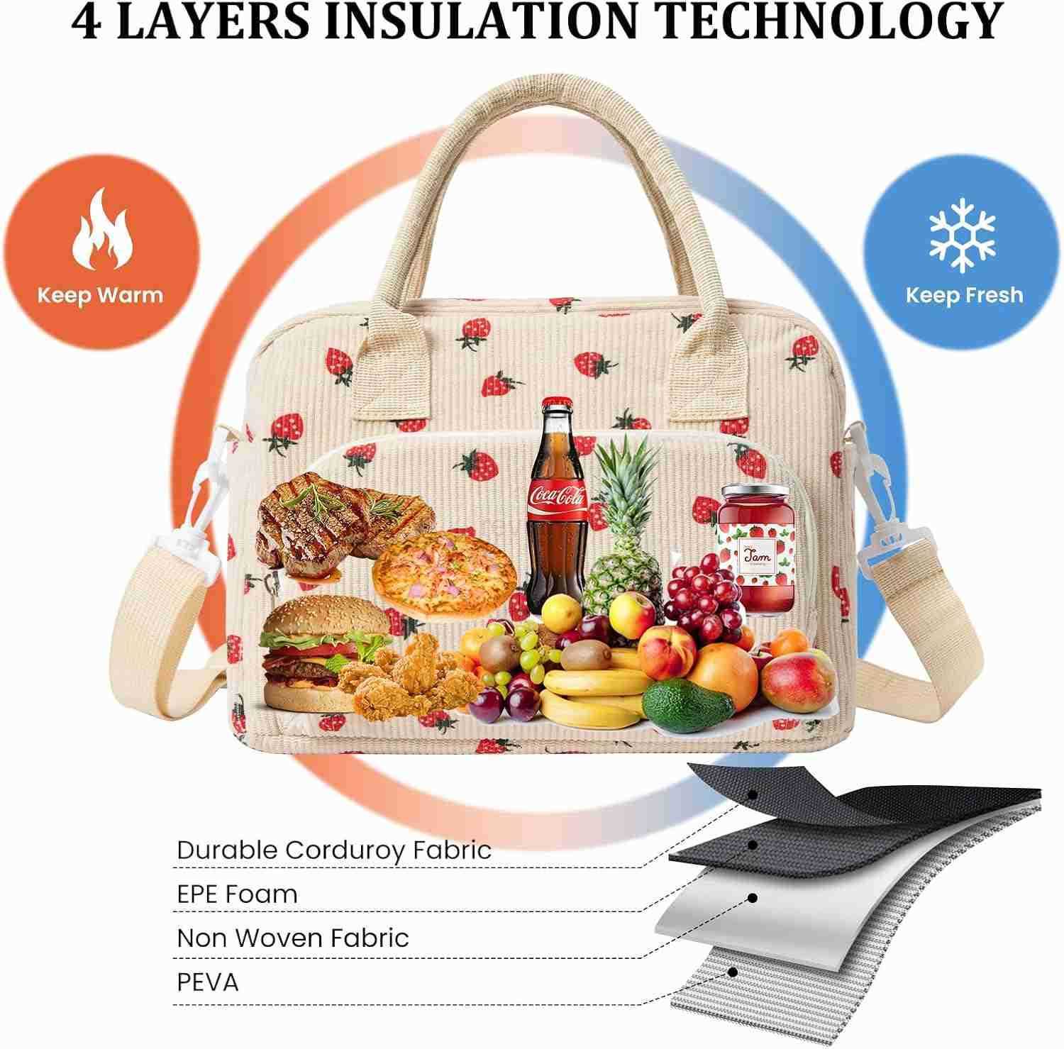 Insulated Lunch Bag for Women Men Large Reusable Lunch Box Adult Leakproof Portable Cooler Tote Bags for Work PicnicW250904