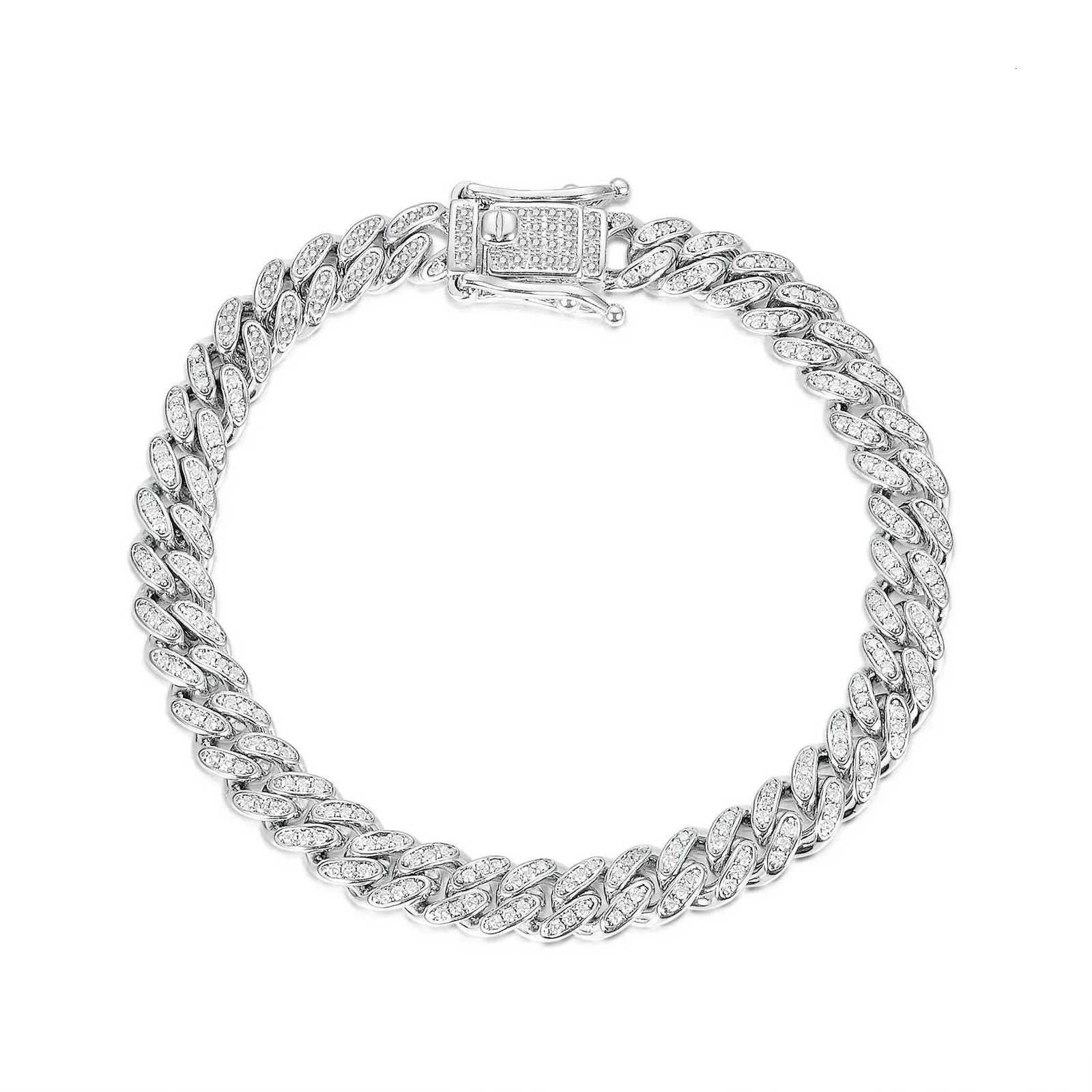 Purcolasia 8mm Mens Womens Cuban Link Hip Hop Bracelet Chain d Out Rhinestones Hand JewelryXJ250904