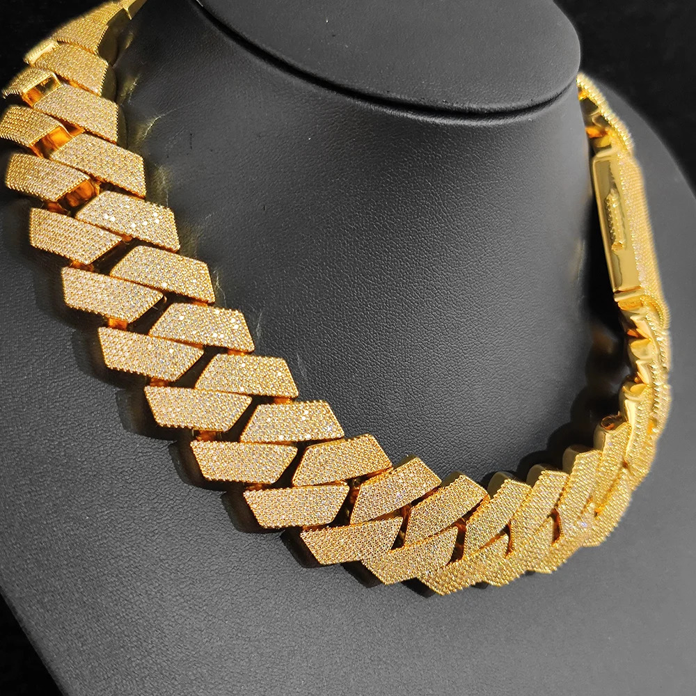 Thick Heavy 25mm Six Rows Prong Setting Cuban Link Chain Iced Out Hip Hop White Gold Plated Necklace Jewelry Women Men Gifts 250903