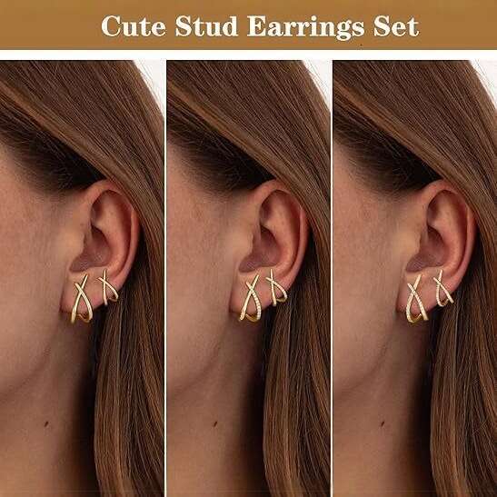 2025 Cross Rhinestone Copper Gold-Plated Zircon Hypoallergenic Earrings