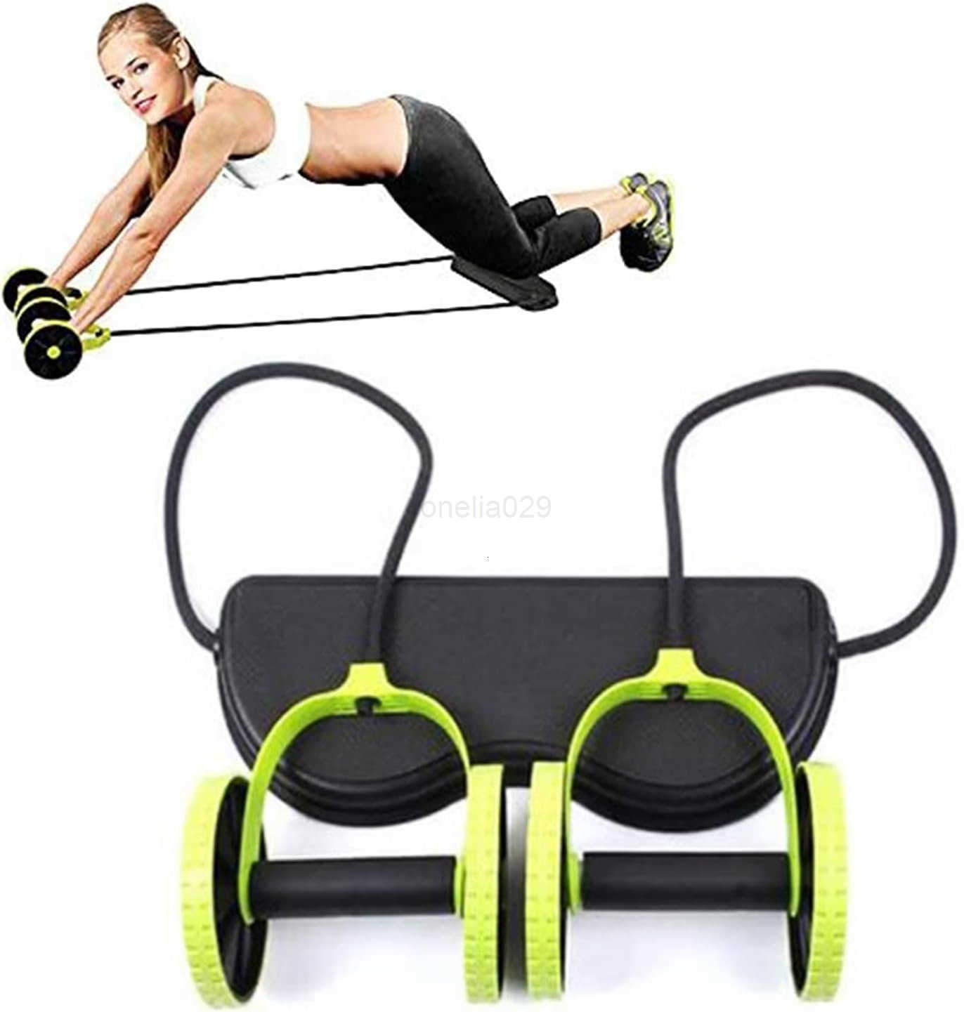 Ab Roller Wheel with Resistance Bands Knee Pad Core Abdominal Trainer for Home or Gym Workouts Sculpt Abs Slim Waist Tone Arms Chest and Core Adjustab