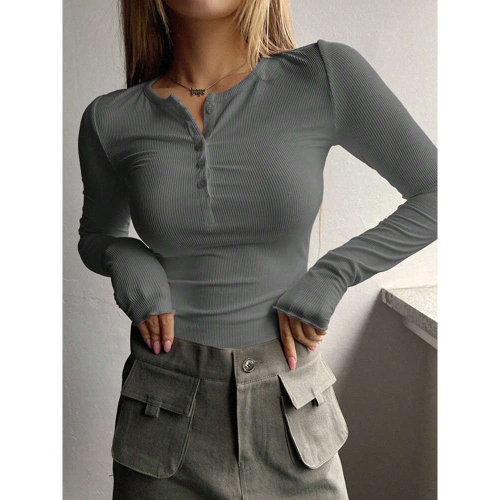 Autumn Winter European and American Women's Button Ribbed Slim Knit Cedar 2025 Temperament Versatile New Trend Clothing Ins