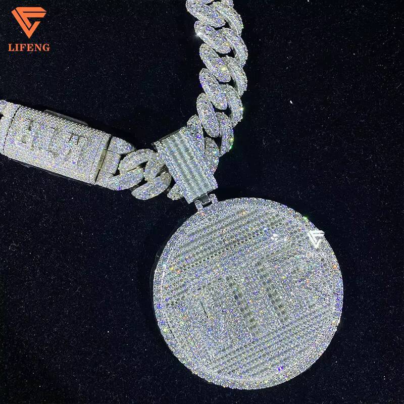 Heavy Thick Necklace Chaines 20mm Big Stone Cuban Link Chain Gra Iced Out VVS Moissanite 925 Silver Hip Hop Jewelry for Men