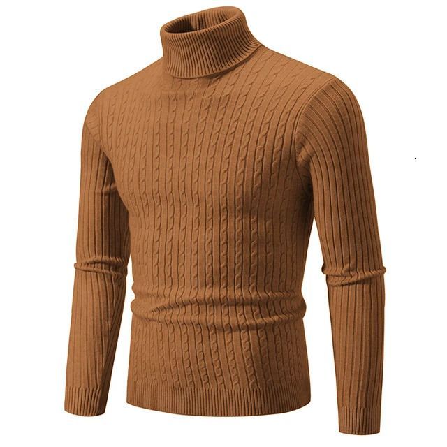 High Neck Slim Fit Warm Pullover Clothes Mens Knitted Jacquard Sweater long sleeve embroidery sweater spring autumn loose pullover Men's Sweaters