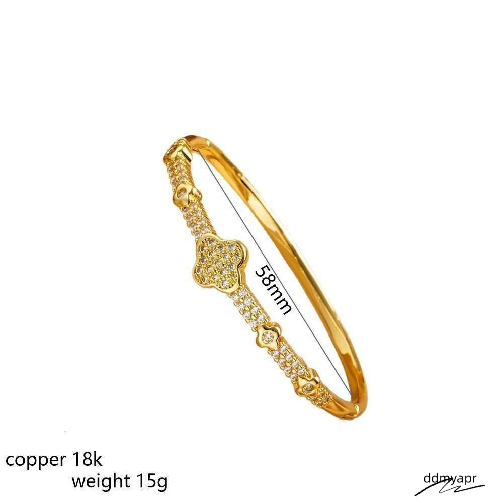 New Full Zircon Bracelet Open High-End Design With Inlaid Dias For Women Ddmyday Four-Leaf Clover Non-Fading Ddmyday