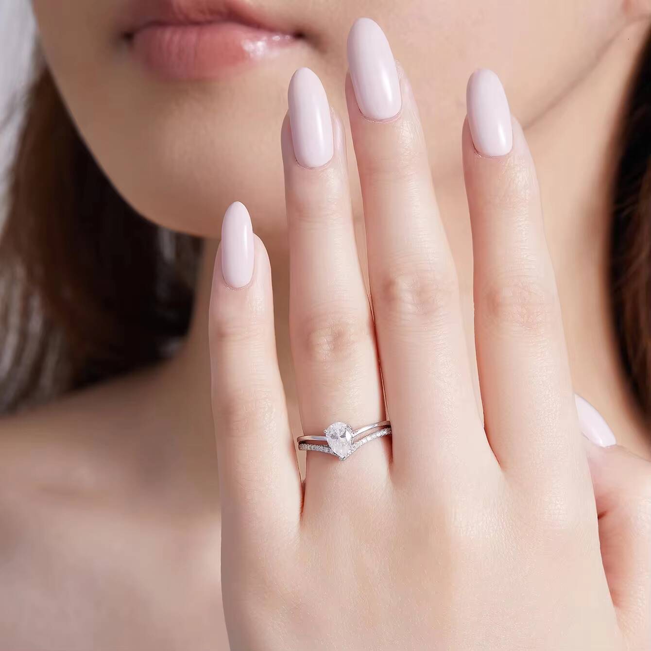 Chinese Ladies Fine Ring Jewelry Rhodium Plated Lab Grown Diamond Women Moissanite 925 Sterling Silver Finger Ring