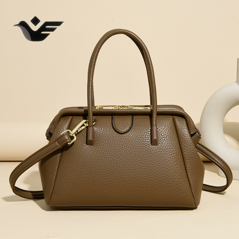 Feiyan Free Shipping New Designer Bag Luxury Shopping Bag Litchi Pattern Boston Bag Crossbody Bag Women's Handbag Simple Versatile Large Capacity