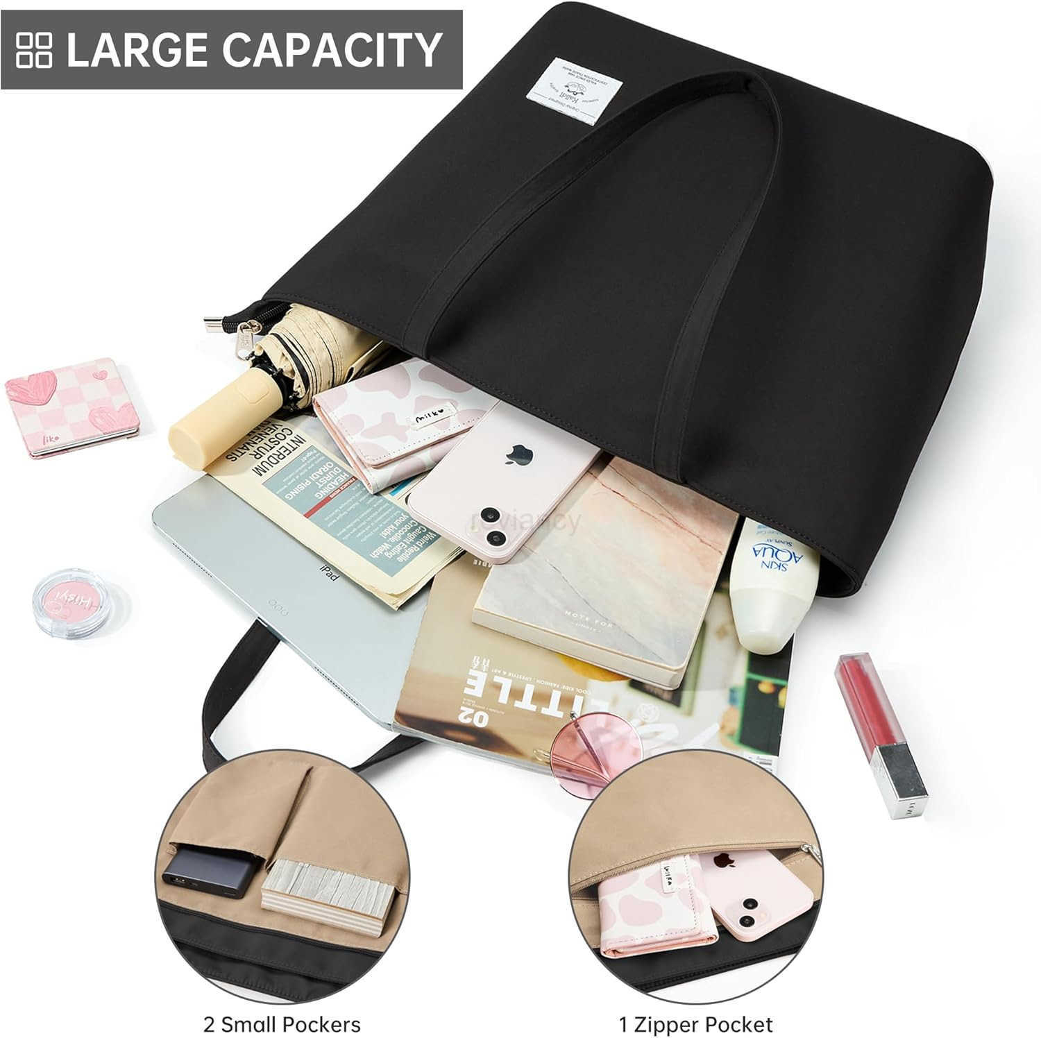 Tote Bag for Women Large Waterproof Shoulder Bag Zipper Casual Hobo Handbag Work Shopping LightweightW250904