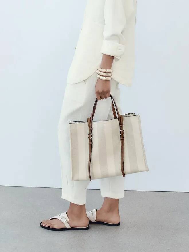 Fashion Vintage Canvas Women Shoulder Bags Crossbody Casual Strips Tote Versatile Hand Bag