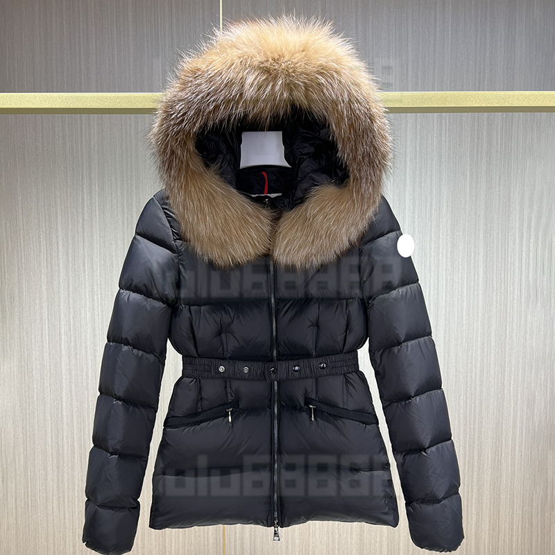Designer Womans winter boed short down jackets fur coats real raccoon hair collar Puffer jacket women parkas with belt lady cotton coat outerwear