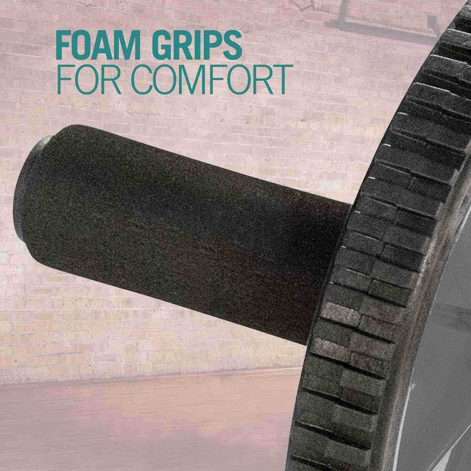 Ab Wheel Roller for Core Back Abdominal Exercises and Fitness Training to Build Strength with Comfort Foam Grips W250904
