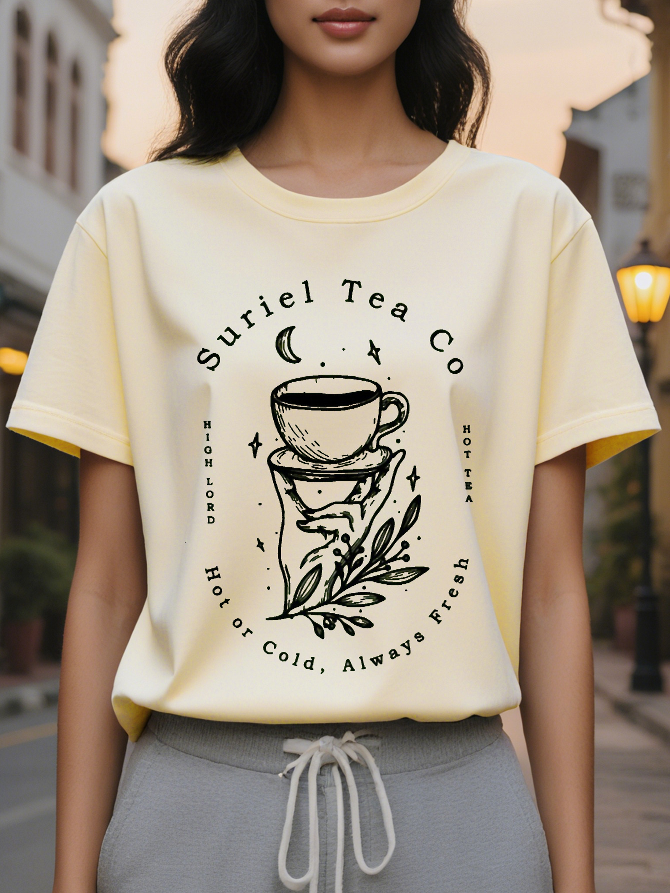 SURIEL TAE CO American Style Trendy Printed Round Neck Short Sleeve T-shirt Women's Spring and Summer New Slim Fit