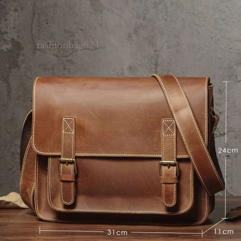 NUKA Retro Genuine Leather Messenger Crazy Horse Cowhide Shoulder Bag Men And Women High Quality Brand Crossbody Bags