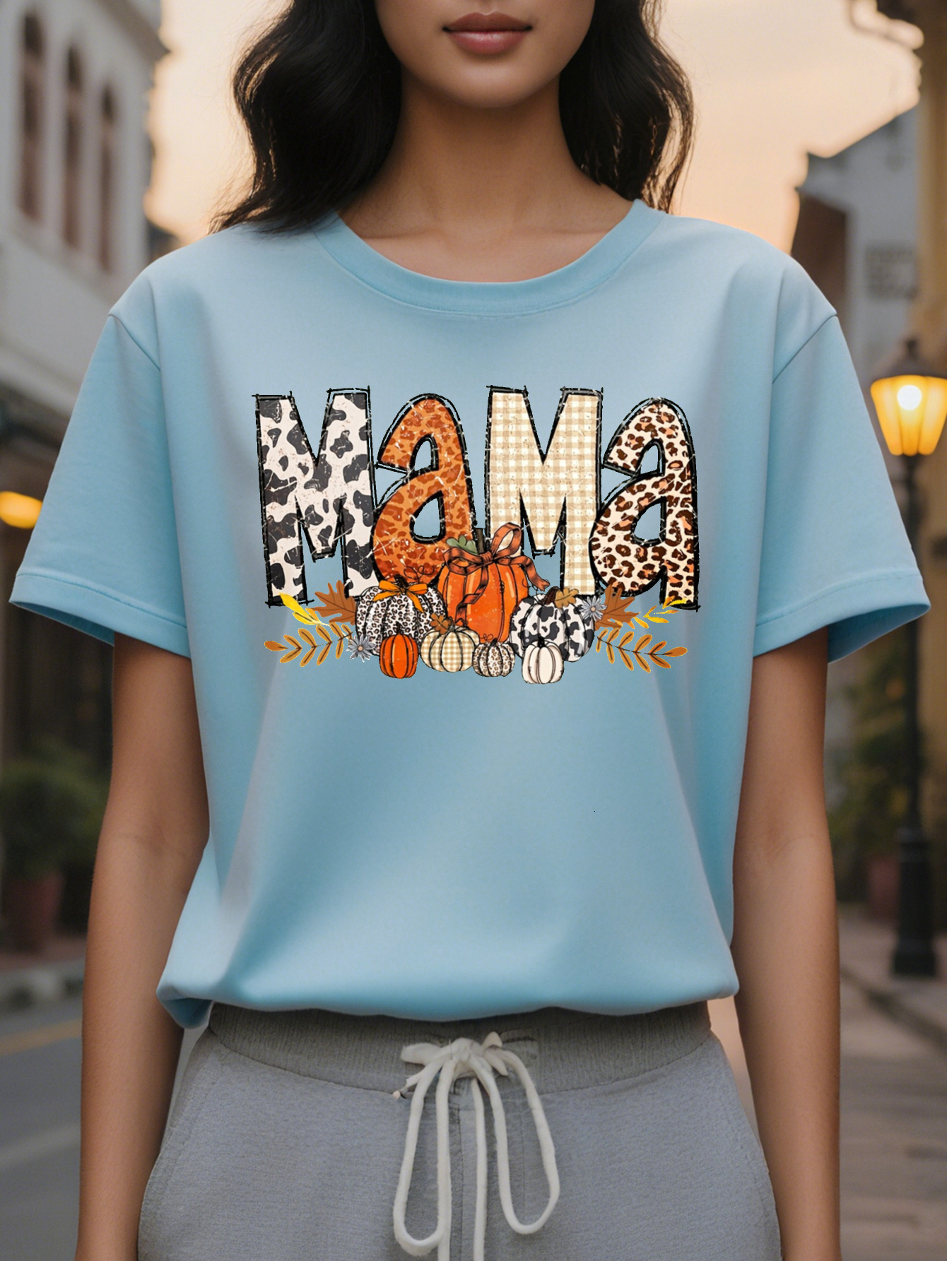 Large XL Women's Halloween Fashion Round Neck Loose Fit Printed Sweatshirt Plus Size