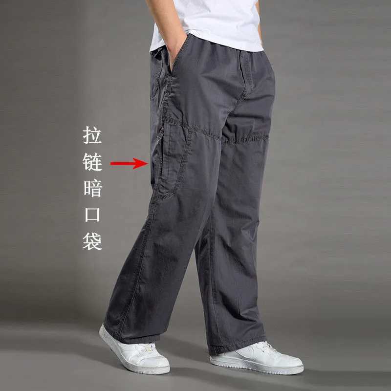 Mens Cargo Pants Cotton Black Work Pants Large Size Summer Casual Climbing Joggers Man Sweatpants Sports Spring Autumn TrousersXJ250904