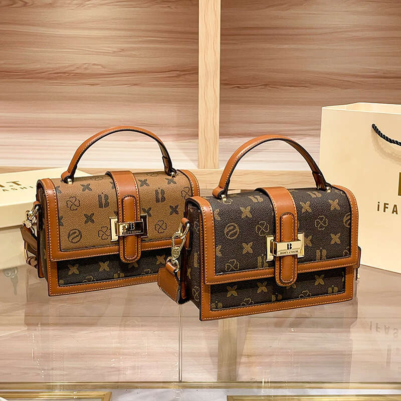 Square for Women 2025 New Floral Pattern Color-Block Texture Versatile Ladies Handbag Shoulder Crossbody Small Bag