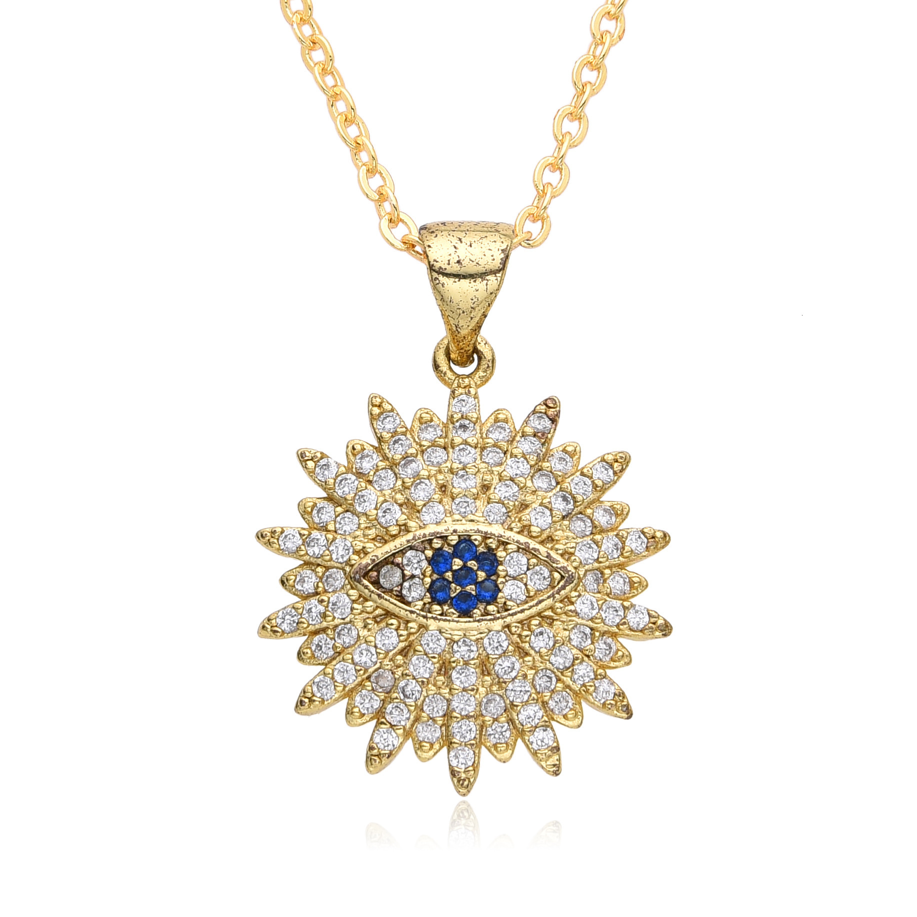 New Multi-Shape Demon Eye Oil Drop Necklace Micro Inlaid Pendant Neck Jewelry Accessories