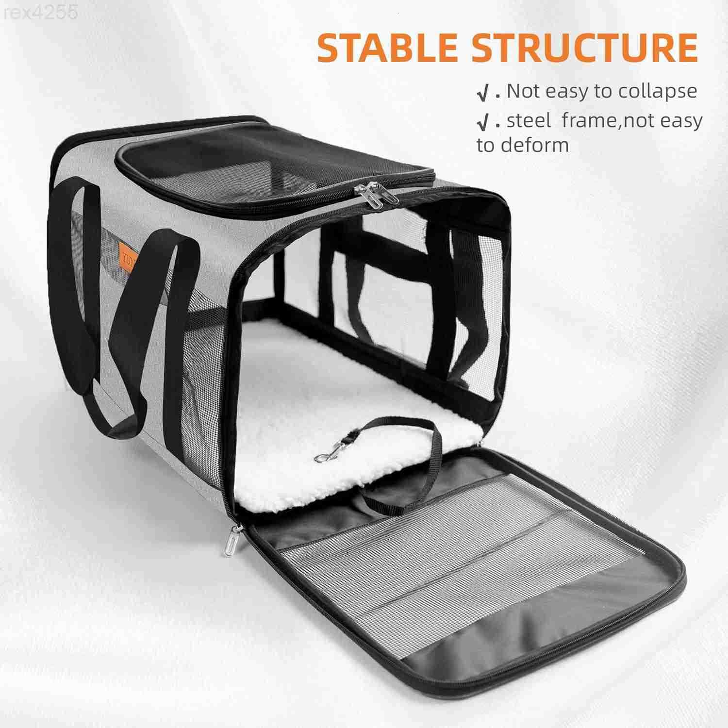 Collapsible Travel Puppy Carrier with Lightweight Fabric Design GreyW250904