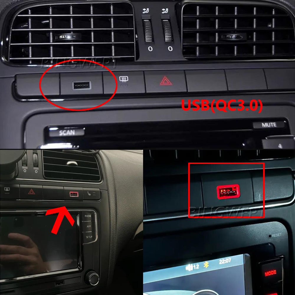 For VW POLO 2011 - 2013 Car USB Charger PD Quick Charge QC3.0 Auto Phone Charging Adapter Button