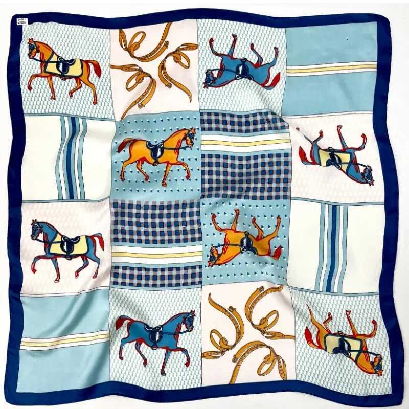 Designer Fashion Scarves for Wen Shawl Horse Print Silk Satin Hijab Scarf Fa 7070cm Luxury Brand Square Shawls Scarfs For Ladies G250904