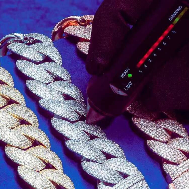 Hip Hop 22Mm Full Iced Out Vvs Moissanite MenS Cluster 6 Rows Miami With 925 Silver 7Mm Cuban Chain Moissanite With Certificate