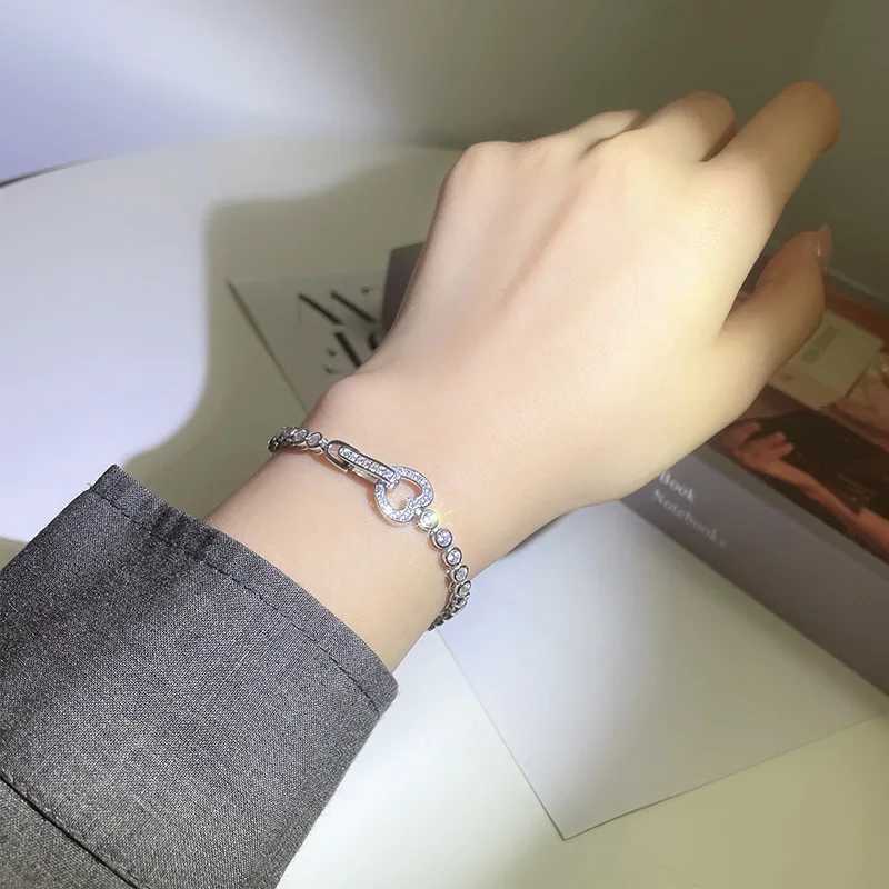 18K Real Platinum PT950 Heart Bracelet for Women Simple Inlay Full Diamond Momosan Diamond Platinum Trendy Fashion Handicrafts W250904