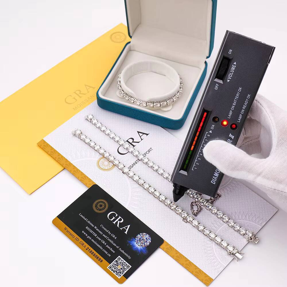 6mm Moissanite Tennis Bracelet Iced Out Hip Hop Jewelry 925 Sterling Silver Tennis Chain Moissanite with GRA Certificate