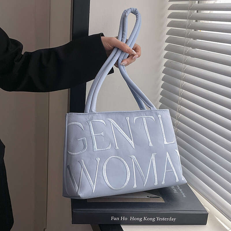 Spring and Gentle Woman Niche Casual Colorful Nylon 2025 New Embroidered Letter Single Shoulder Bag