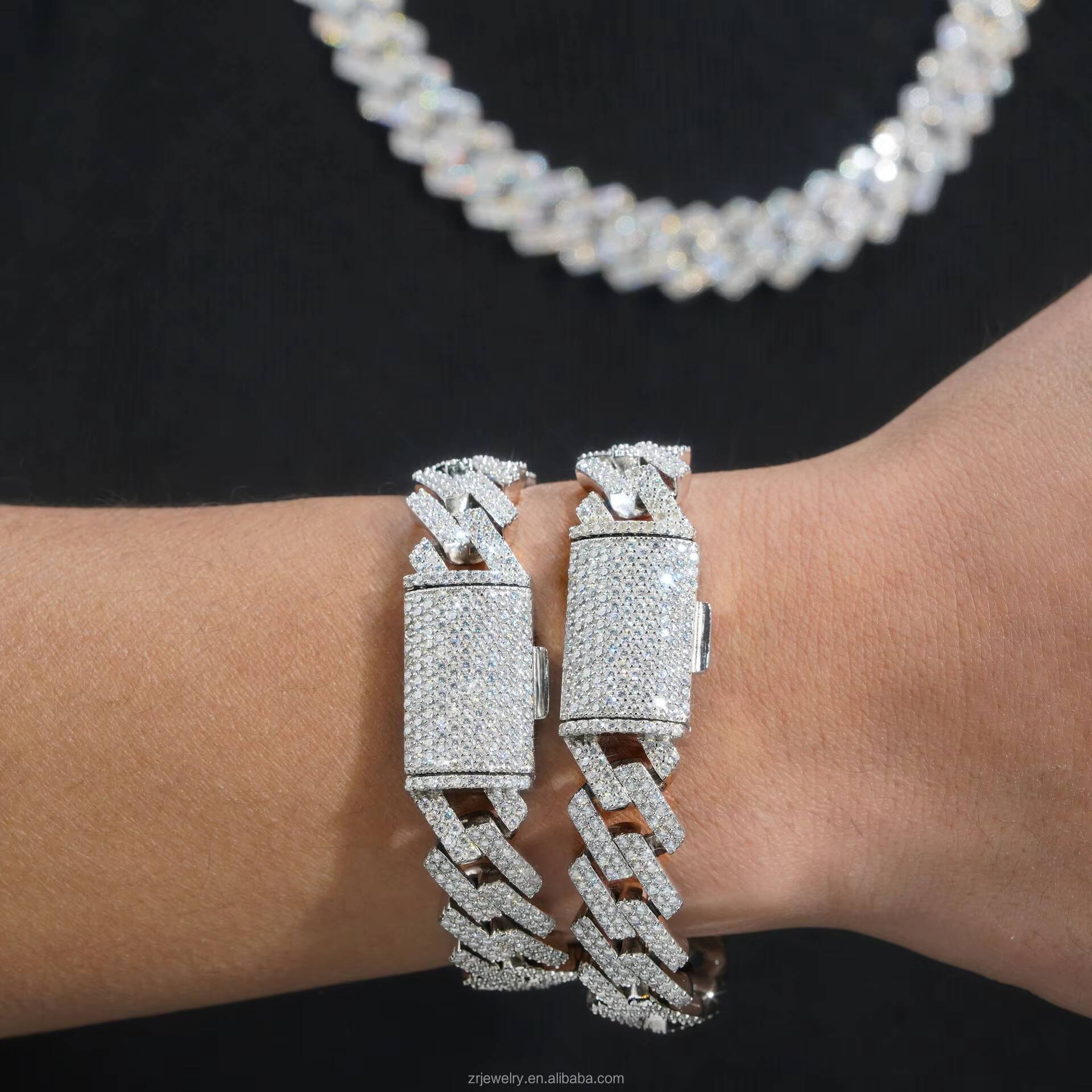 Factory Hiphop Moissanite Cuban Chain S925 Iced Out Moissanite Bracelet Vvs Gra Certified Moissanite Cuban Link