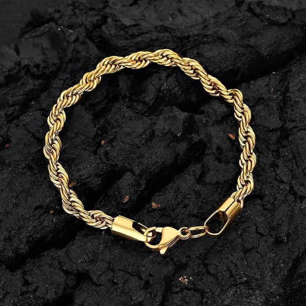 26MM Stainless Steel Chain Bracelet For Women Men Gold Color Twisted Rope Chain Bangle Fashion NonFade Waterproof Jewelry Y250904