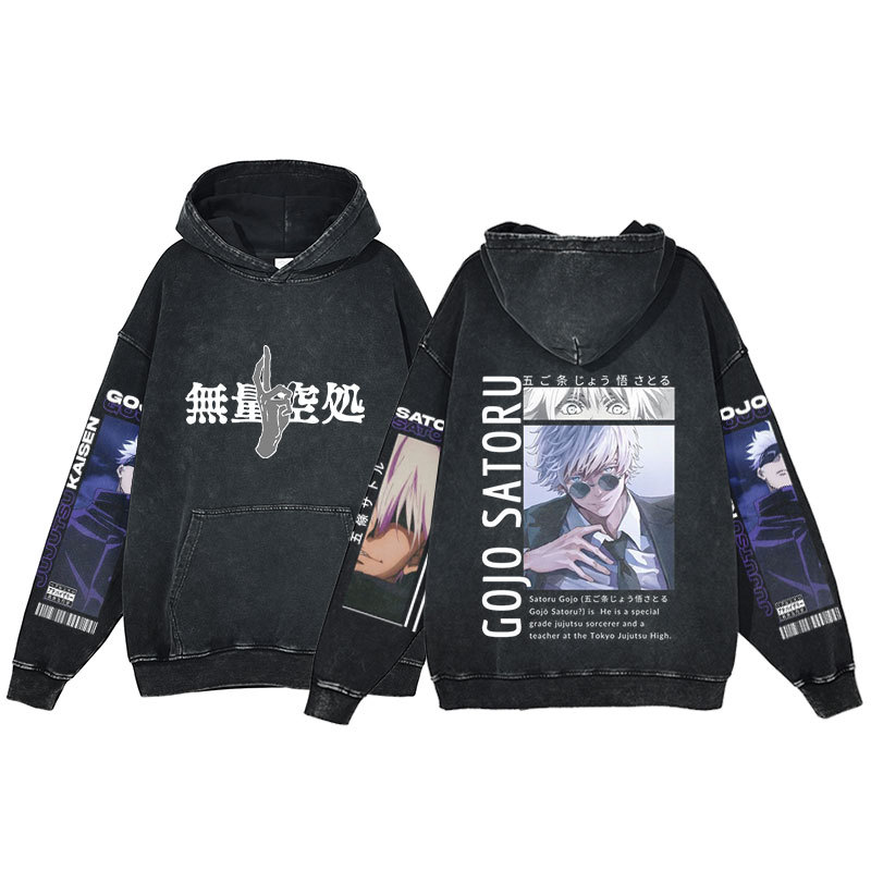 Anime Jujutsu Kaisen Fall/Winter New Arrival Hoodie Printed Harajuku Washed Hooded Sweatshirt Men's - VT2746