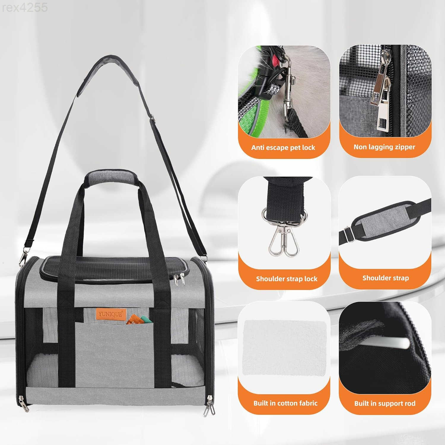 Collapsible Travel Puppy Carrier with Lightweight Fabric Design GreyW250904