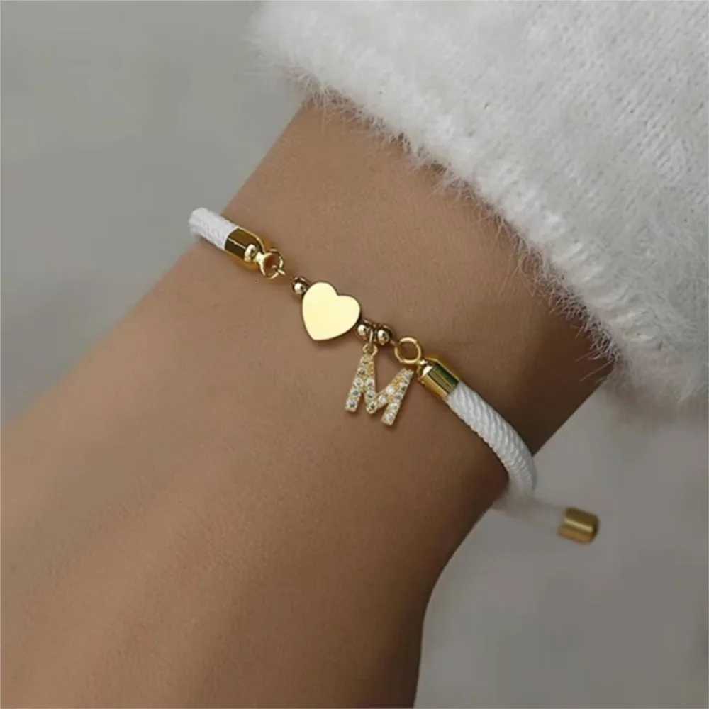 InitIal Heart Charm Letter Link Bracelet for Women Classic Letter AZ Rope Chain Bracelet for Daily Jewelry Gifts W250904