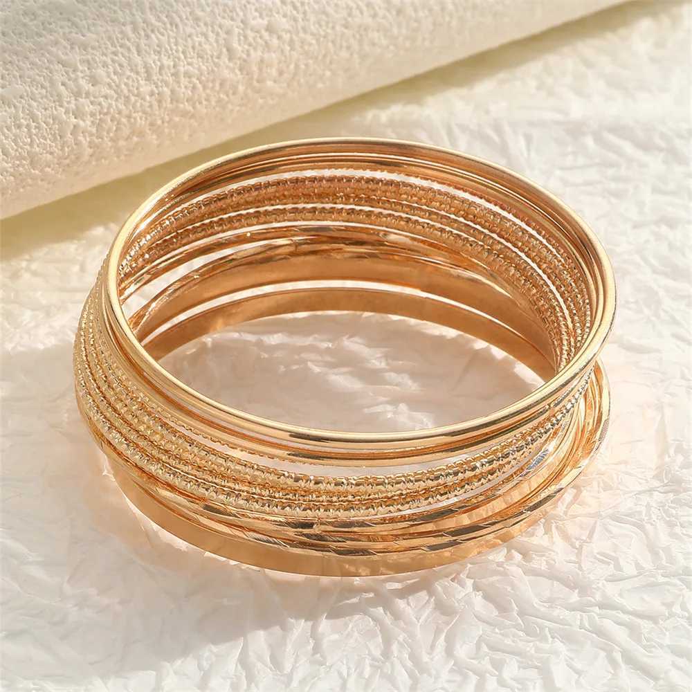 12pcs Punk Gold Color Chain Bracelets Set for Women Boho Thick Charm Curb Cuban Bracelet Bangles Fashion Jewelry Gift 2024 New W250904