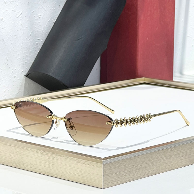 Frameless sunglasses for women fashion cat-eye frame CT0543 luxury metal glasses outdoor UV protection style