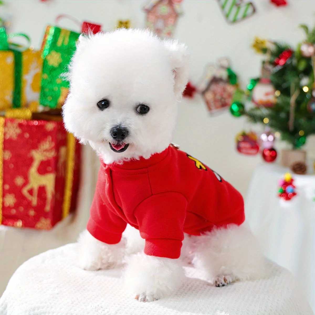 Jingle Sweater Elk Puppy Autumn and Winter Thickened Velvet Warm Christmas Clothes Pet Cat Coat W250904