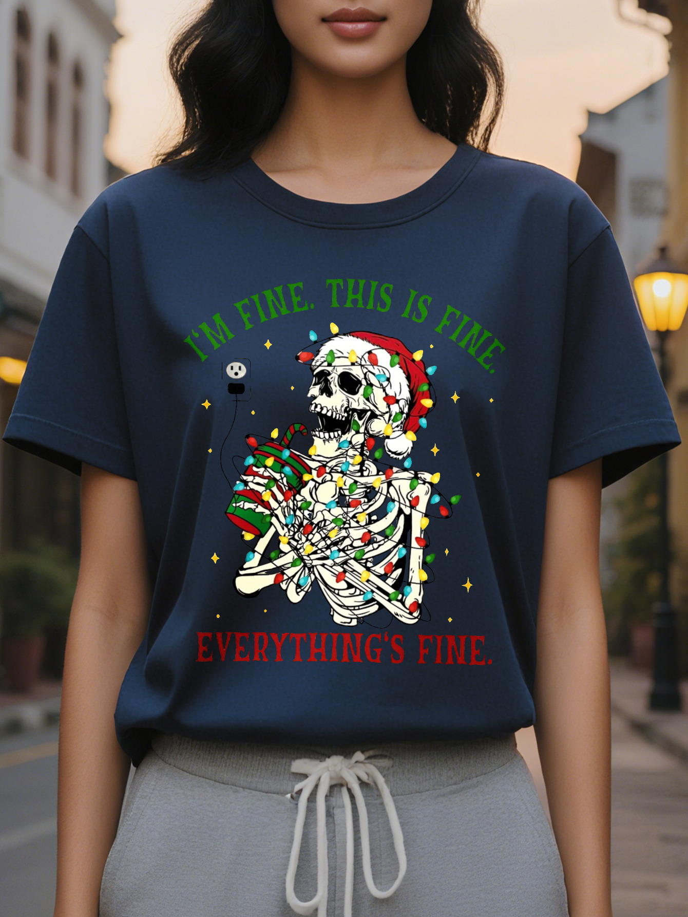 Large XL Christmas European and American Fashion Printed Women's T-shirt Top Plus Size