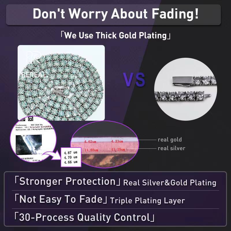 Factory Direct Sale GRA Certificate Rare Blue Moissanite Tennis Chain 925 Silver White Gold 5mm 65mm Tennis Bracelet Necklace