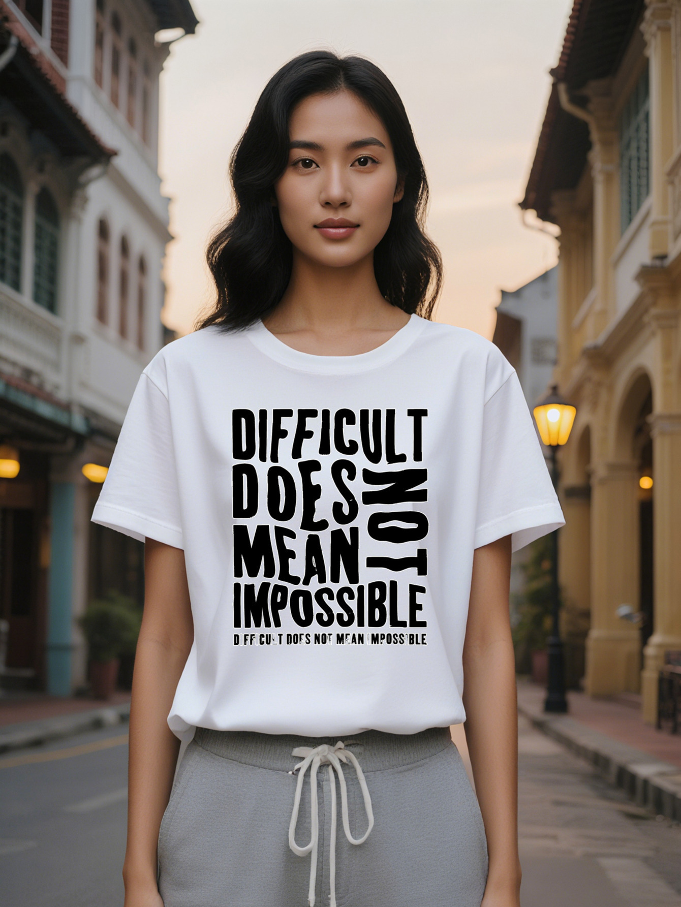 Large XL Women's Casual Versatile Round Neck T-Shirt with Black Uppercase Letter Print Stylish Top for Women Perfect as a Gift Plus Size