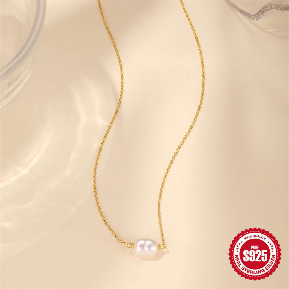 Fashion Simple S Pure Sier Light Niche Pearl Personality Temperament Design Sense Minimalist Style Bracelet Necklace