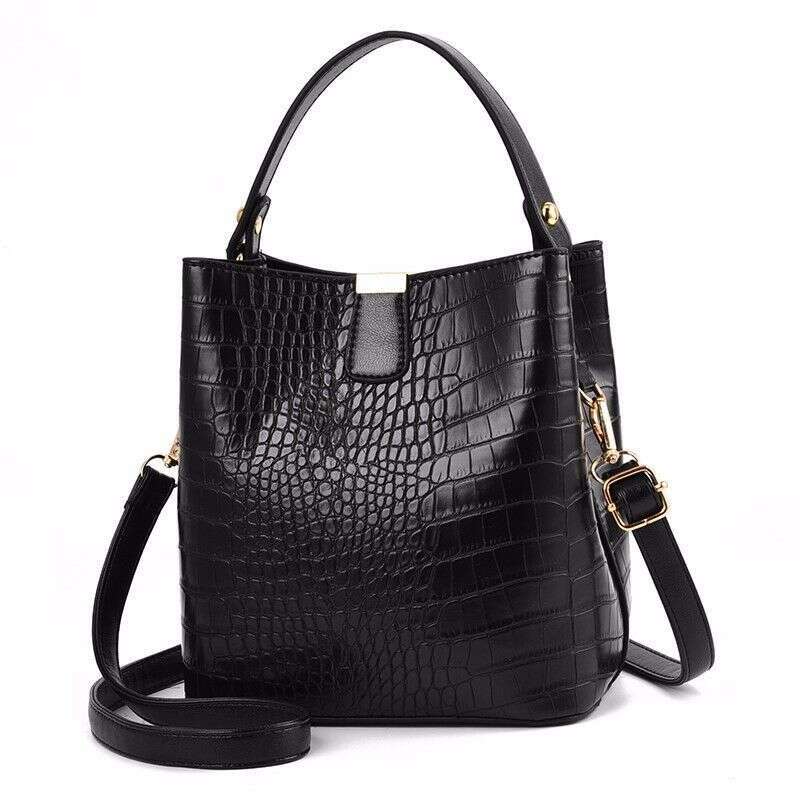 Women's New Crocodile Pattern Bucket Fashion Single Shoulder Crossbody Bag Handbag