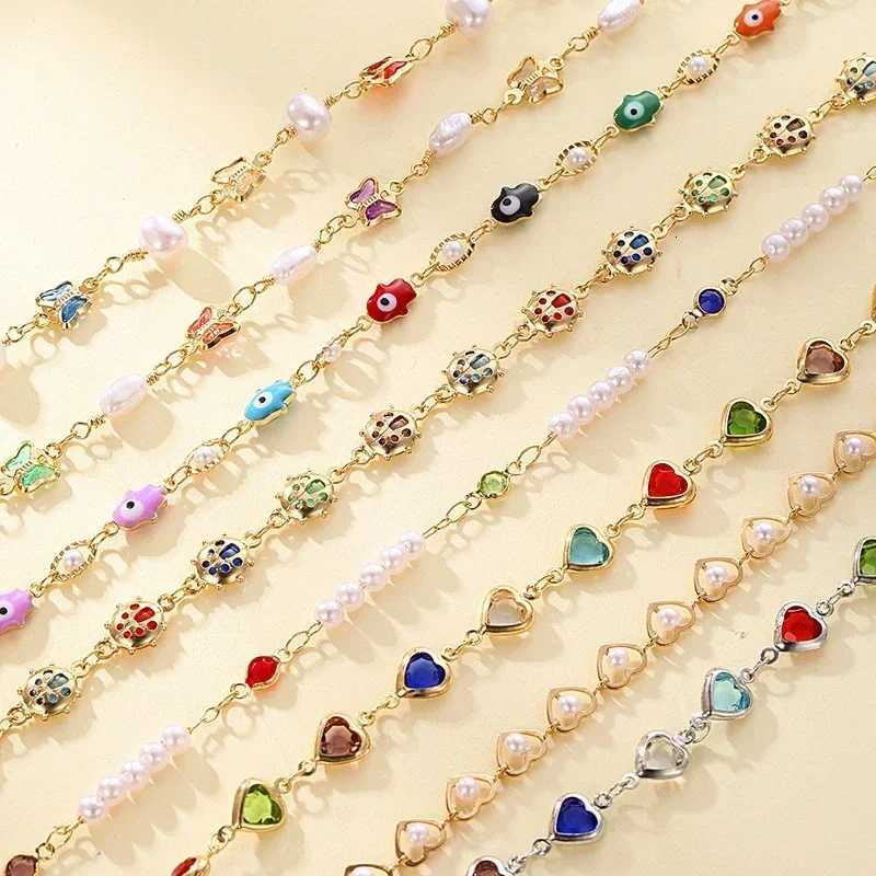 Exquisite Colorful Heart Bracelet Women Charm Korean Crystal Zircon Metal Chain Bracelets Bangle Party Birtay Jewelry GiftXJ250904