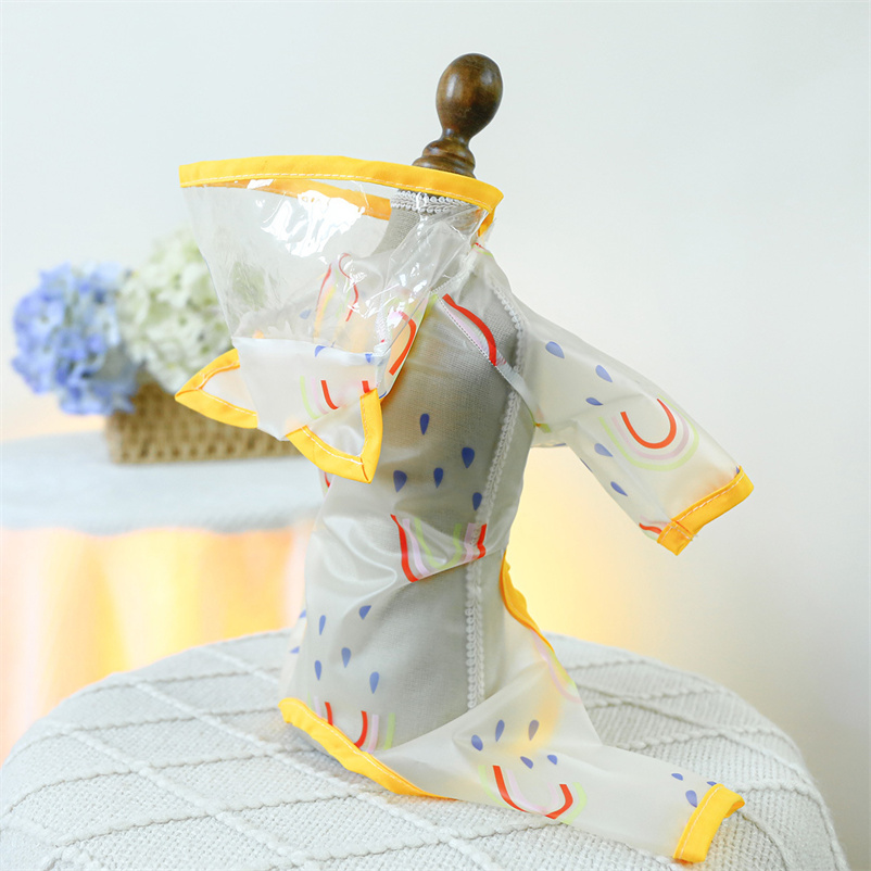 Cute Shape Dog Raincoat Puppy Rain Jacket Full Body with Hat Waterproof Dog Hooded Cloak