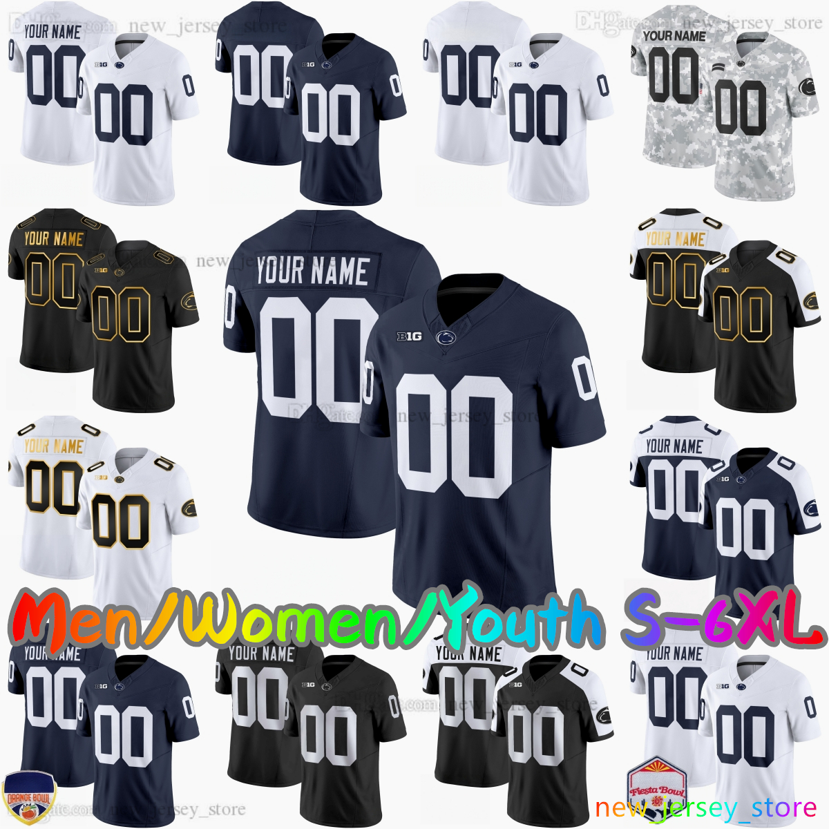 2025 Custom S-6XL Penn State Nittany Lions College Football Jersey 15 Drew Allar 13 Kaytron Allen 26 Saquon Barkley 11 Kyron Hudson 10 Singleton Stitched Jerseys